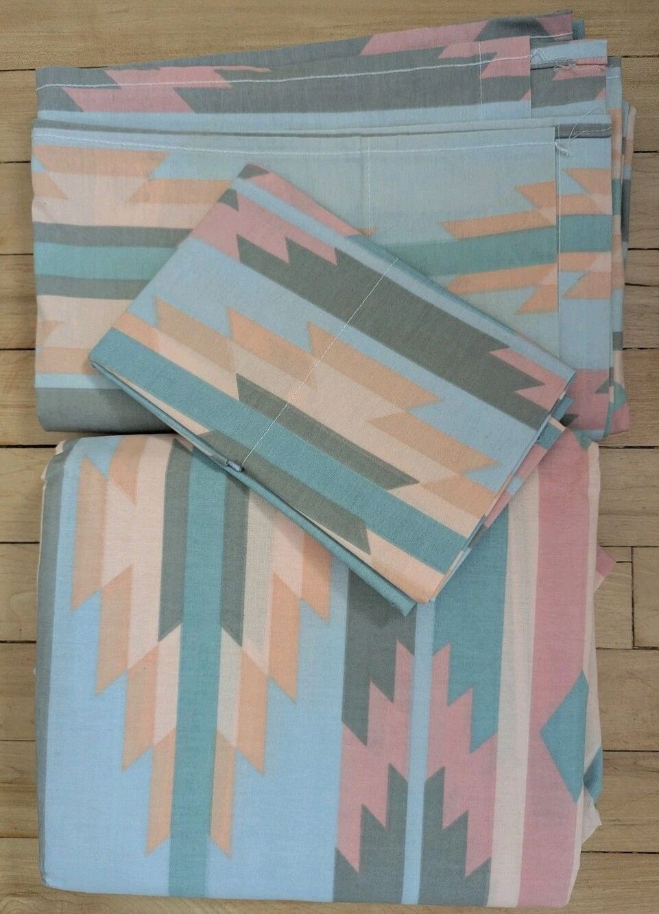 Vintage Lady Pepperell MESA Twin Sheet Set No Iron Percale USA Pastel Southwest